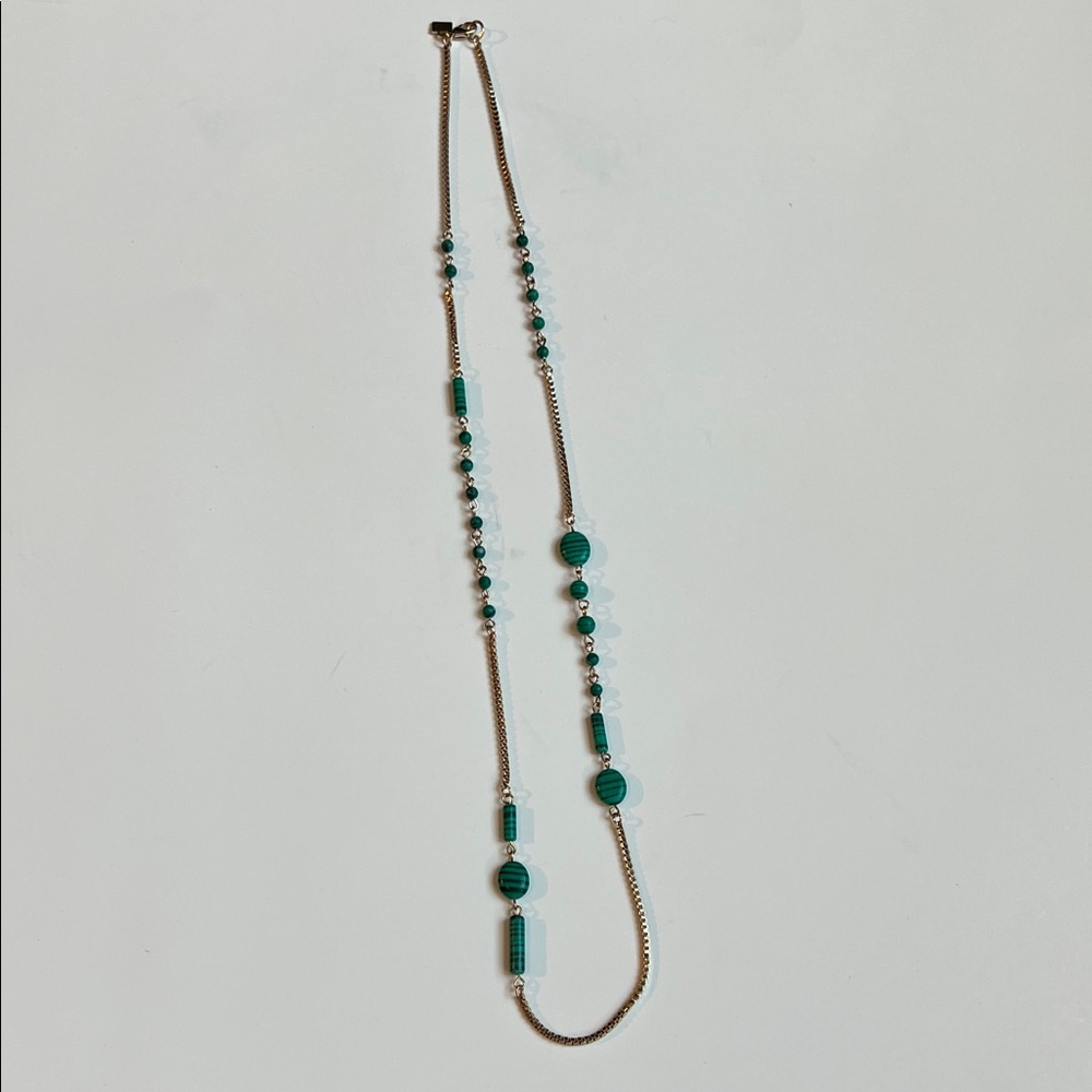 Banana Republic Factory Gold Tone Necklace with Green Beads
